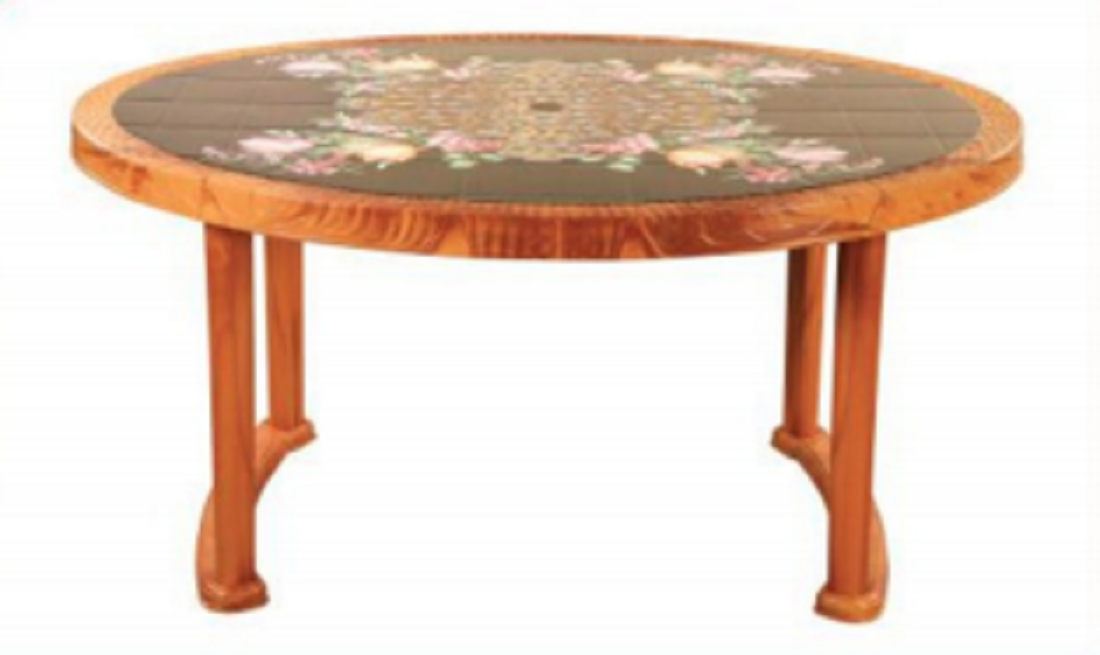 6 Seated Deluxe Table-Print S/W Flower (Pl/L)-TEL