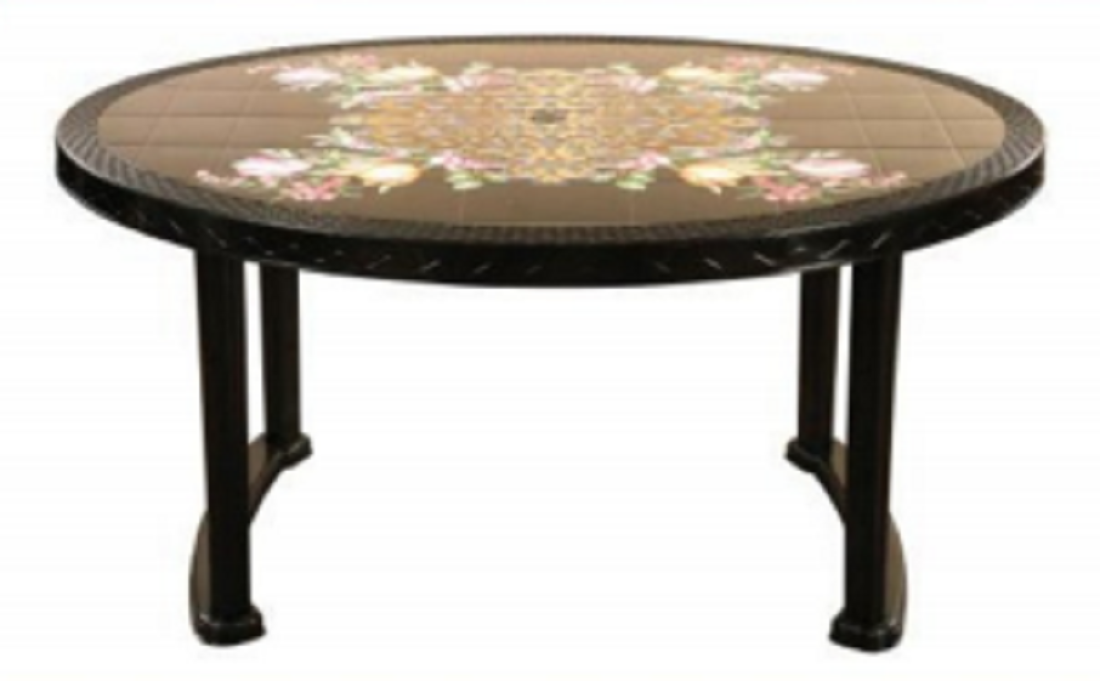 6 Seated Deluxe Table-Print Black  Flower (Pl/L)