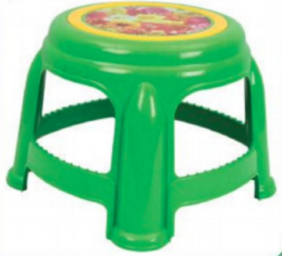 Round Stool Print Parrot Green- TEL