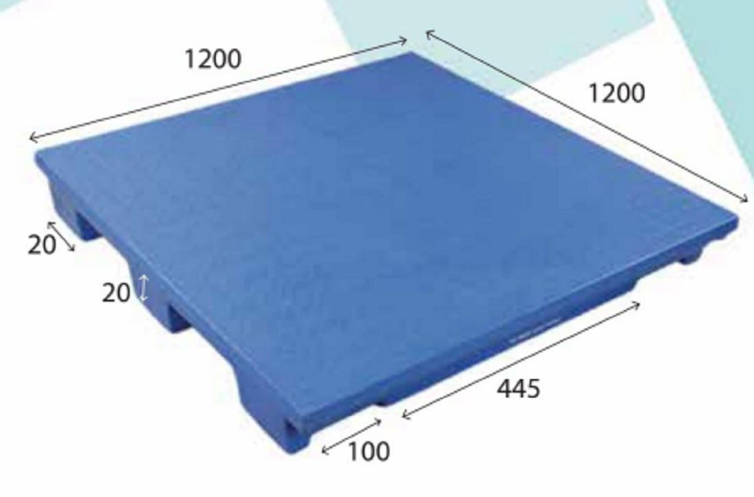 Industrial PU Pallet 3 Runner Blue 1200x1200x150