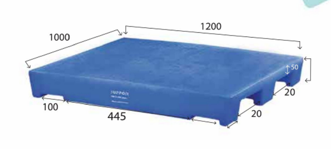 Industrial PU Pallet 3 Runner Blue 1000x1200x150