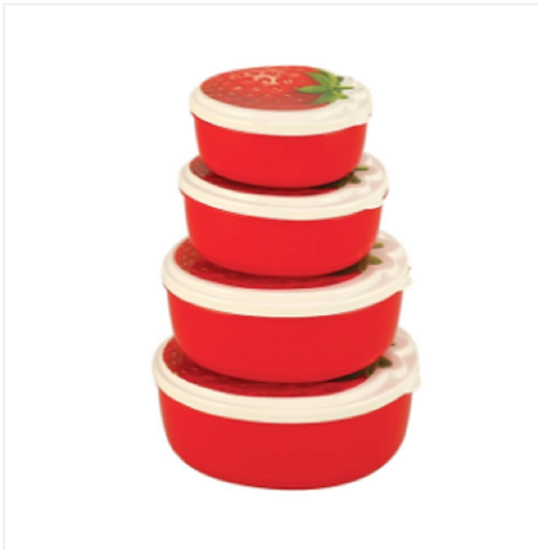 Strawberry Tiffin Box 4 Pcs