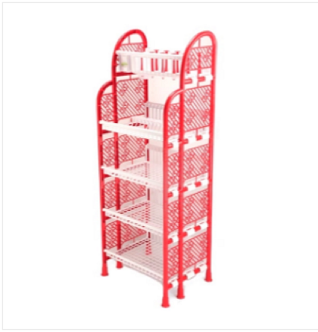 Queen Kitchen Rack 5 Step Red & White TEL
