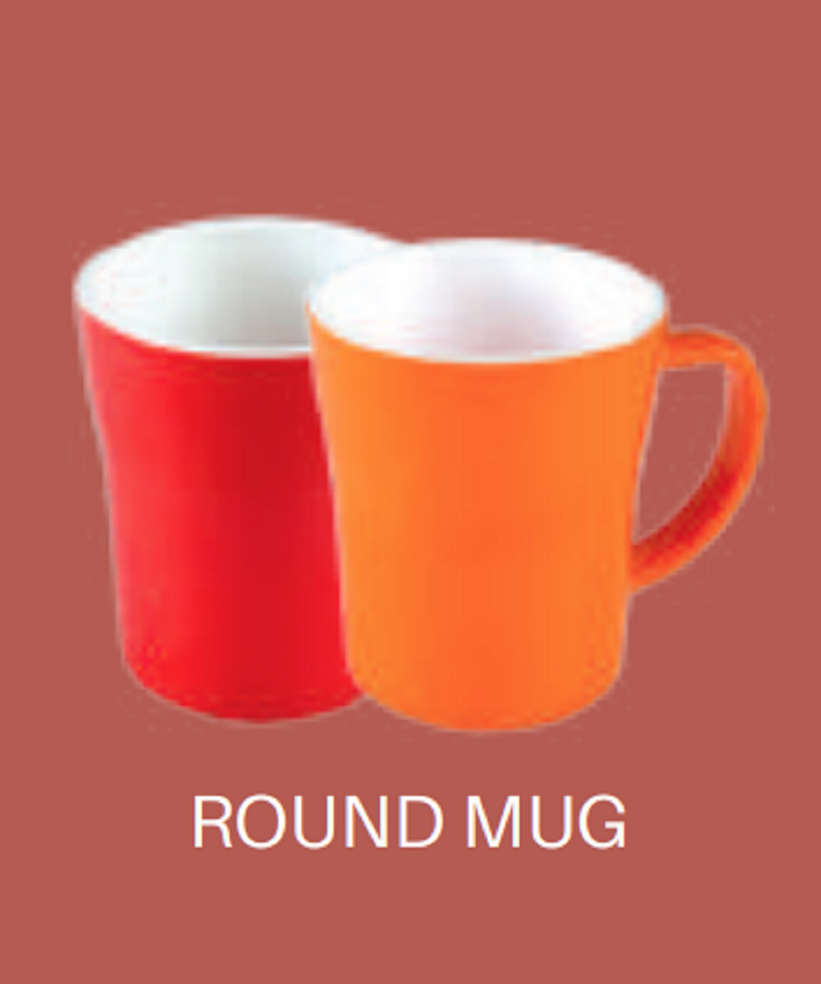 4" Round Mug -Orange White brand Italiano