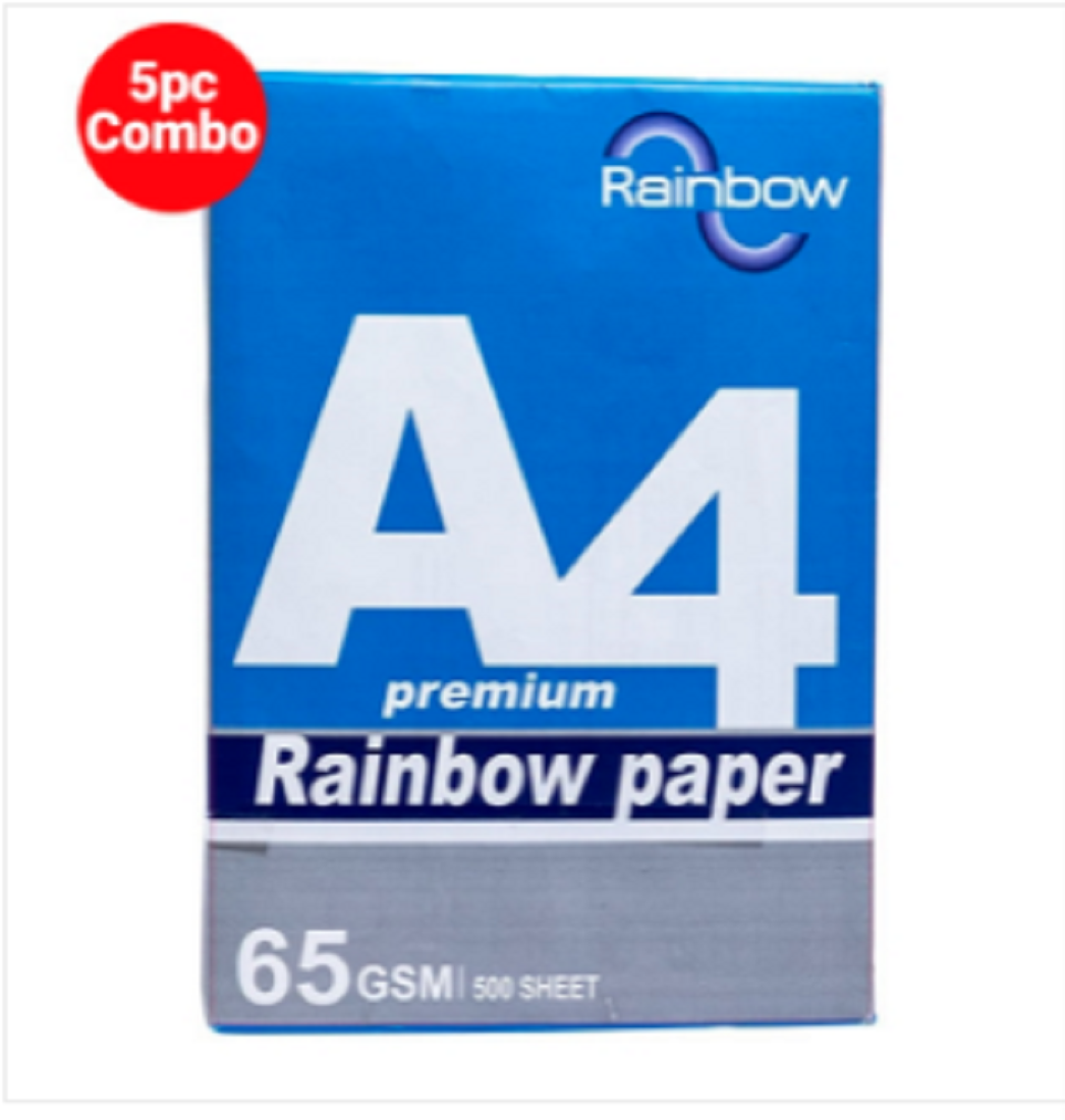 Rainbow A4 Paper (65 GSM) 5 Pcs Combo