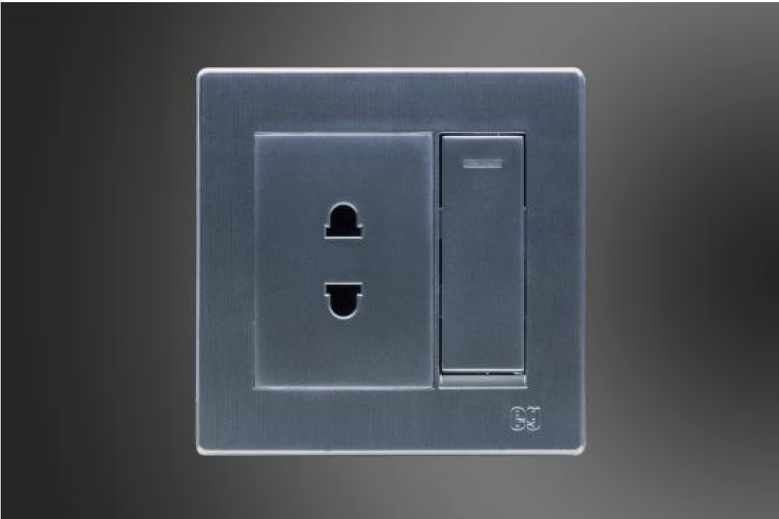 2 Pin Socket with Switch-Silver (MGS3051/S)