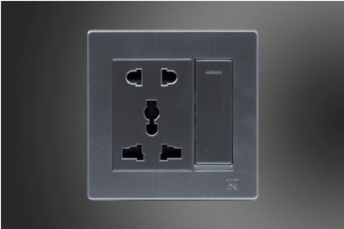 Universal Socket + Switch-Dark Silver (MGS2044/G)