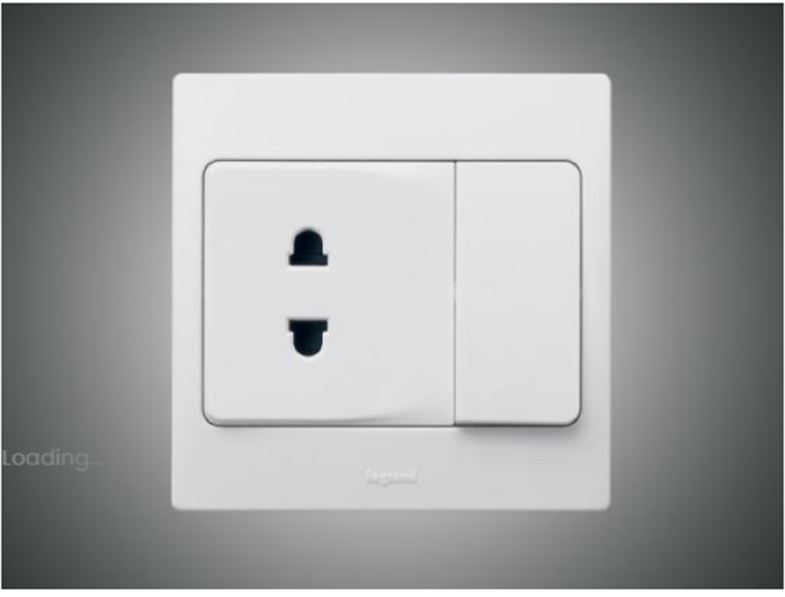 2 Pin Socket + Switch Mallia White (281101)