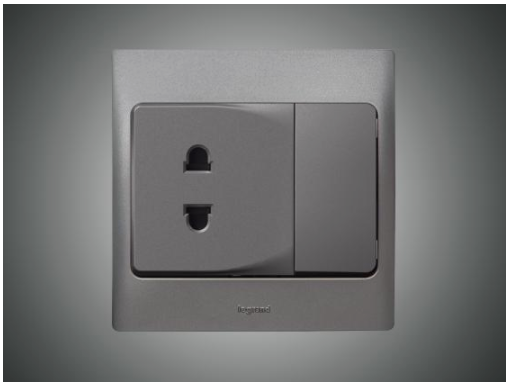 2 Pin Socket + Switch Silver (283101)