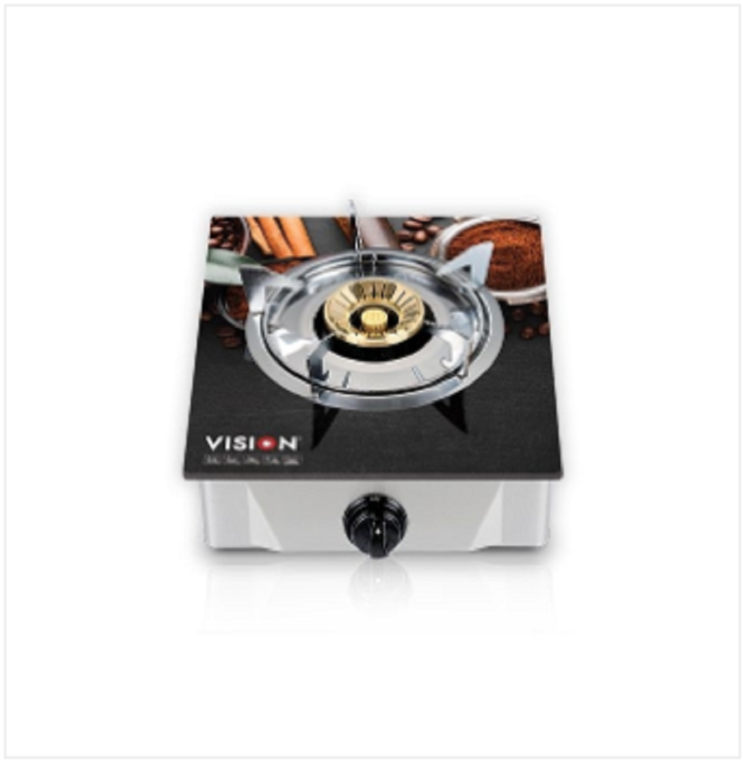 VISION LPG Single Glass Gas Stove Chocolate 3D