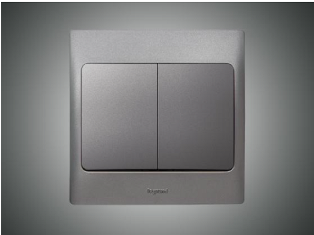 2 Gang 1 Way Switch Dark Silver (283402)