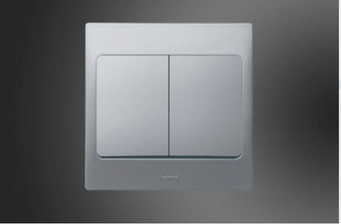 2 Gang 1 Way Switch Mallia Silver (283002)