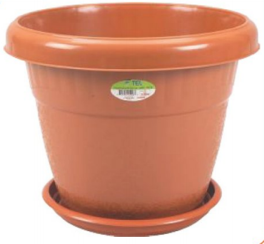 Flower Tub 8" With Tray Rose Wood-TEL