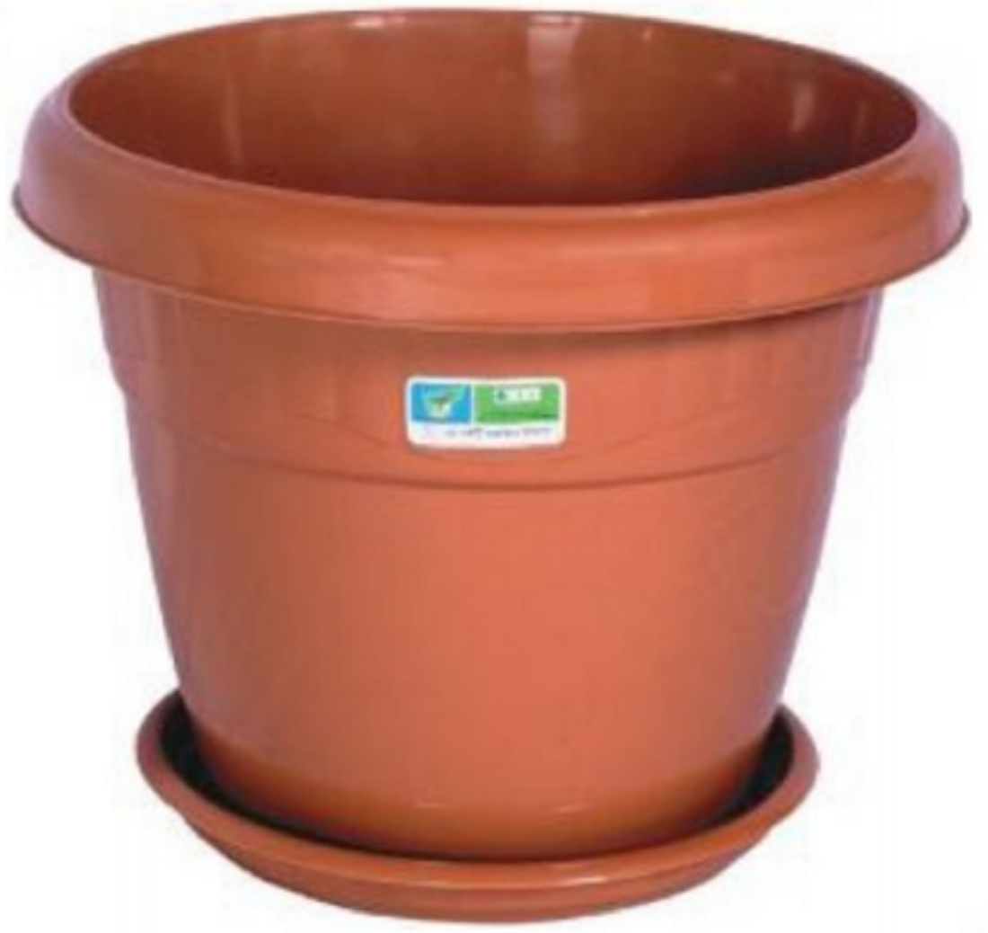 Flower Tub with Tray 14"-Fanta Orange (14L)-TEL