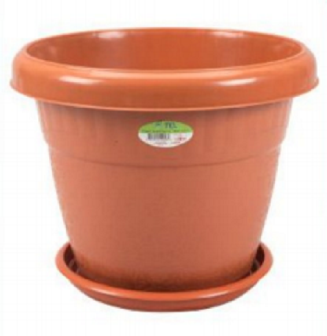 Flower Tub with Tray 14"-Fanta Orange (14L)-TEL