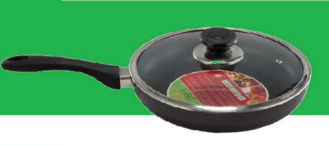 TPR NS RegularFry Pan with Lid (Black) - 22 cm