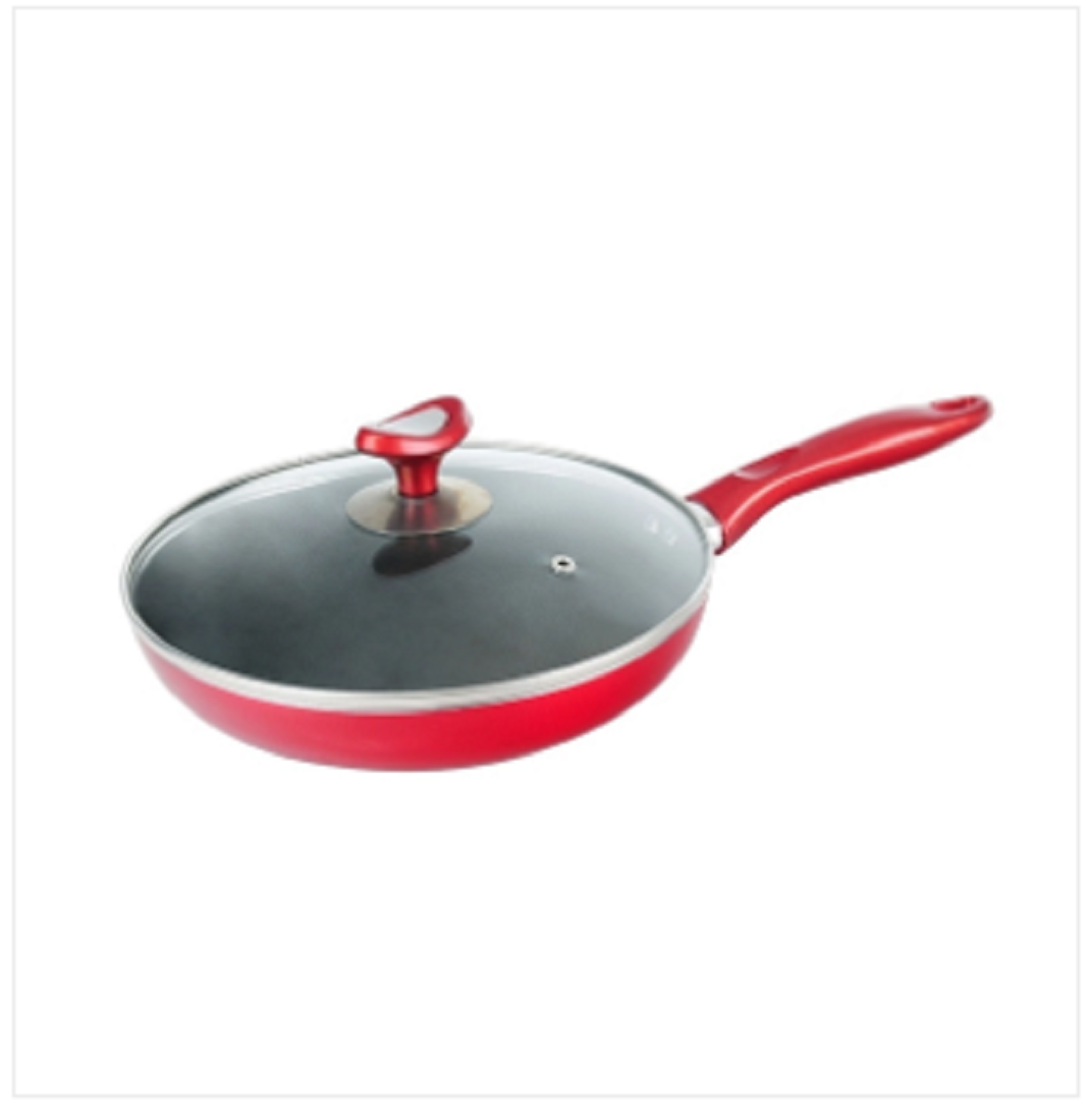 Topper Nonstick Elegant Fry Pan With Lid Red 24 Cm