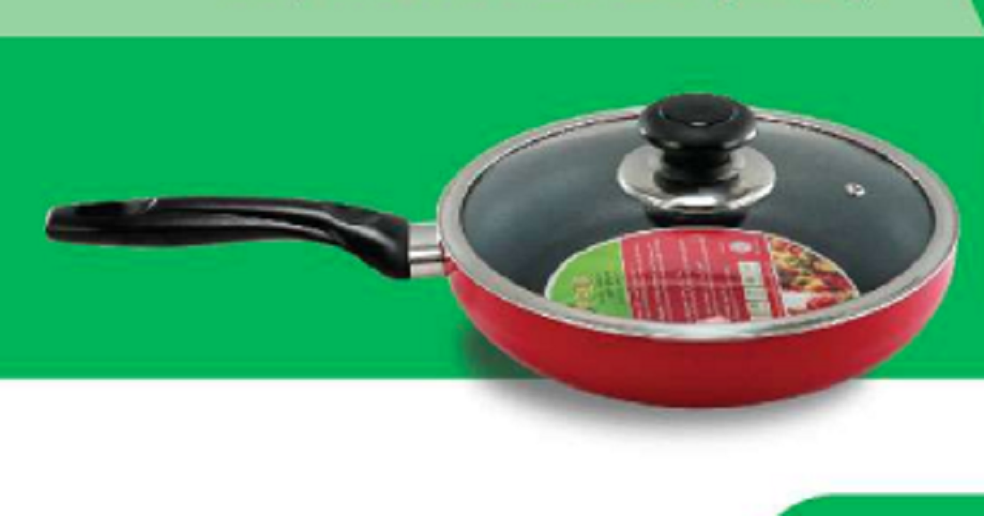 TPR NS Glamour Fry Pan with Lid (Red) - 24 cm