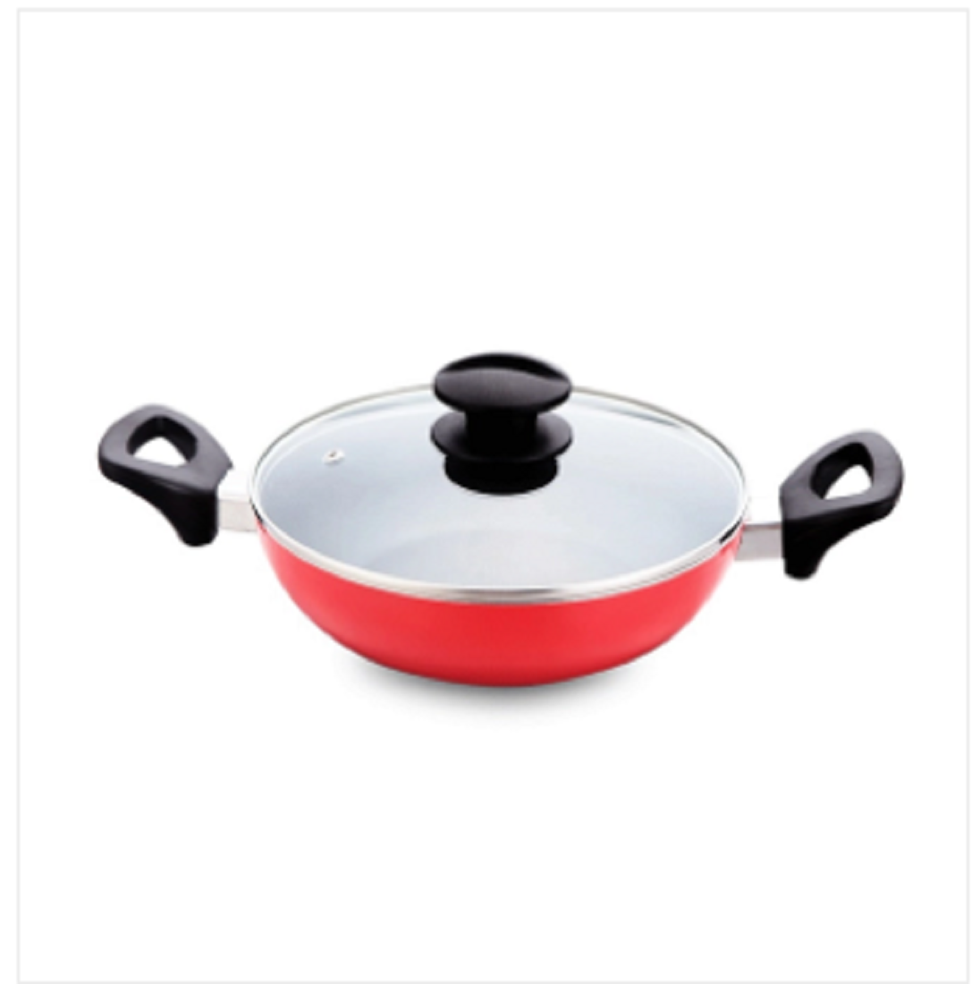 Topper Nonstick Karai With Lid Red 26 Cm