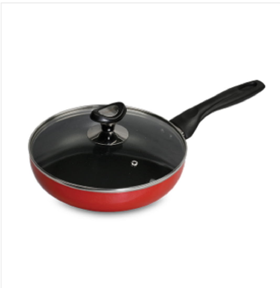 Topper Non Stick Glamour Fry Pan With Lid Red 26 Cm