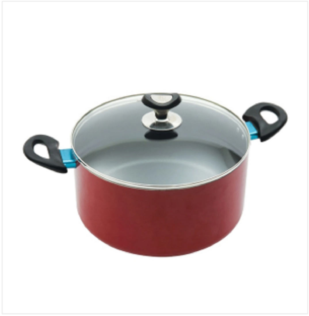 Topper Non Stick Glamour Casserole With Lid Red 24 Cm