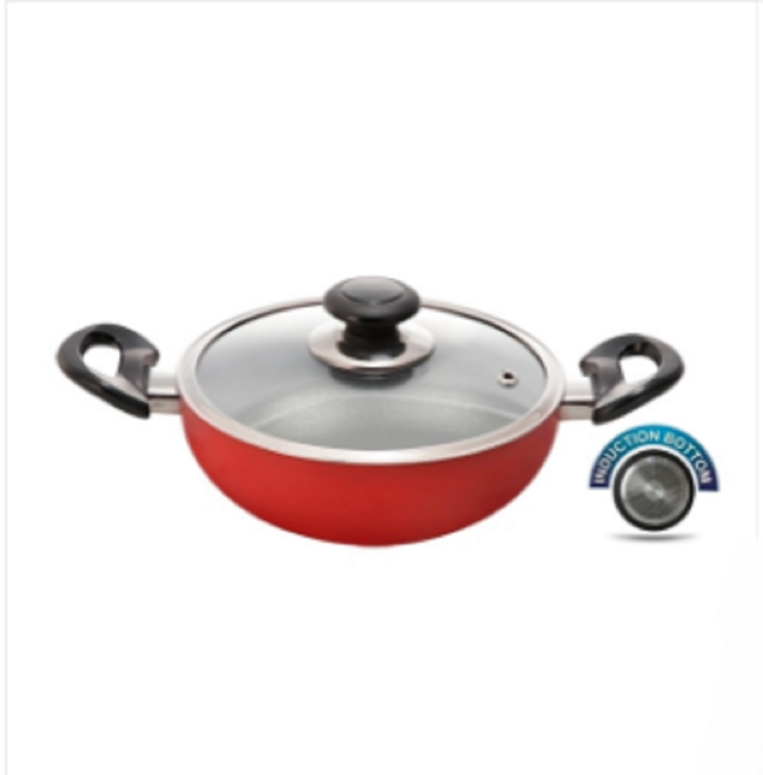 Topper Nonstick Glamour Deep Fry Pan With Lid IB (Red) 28 Cm