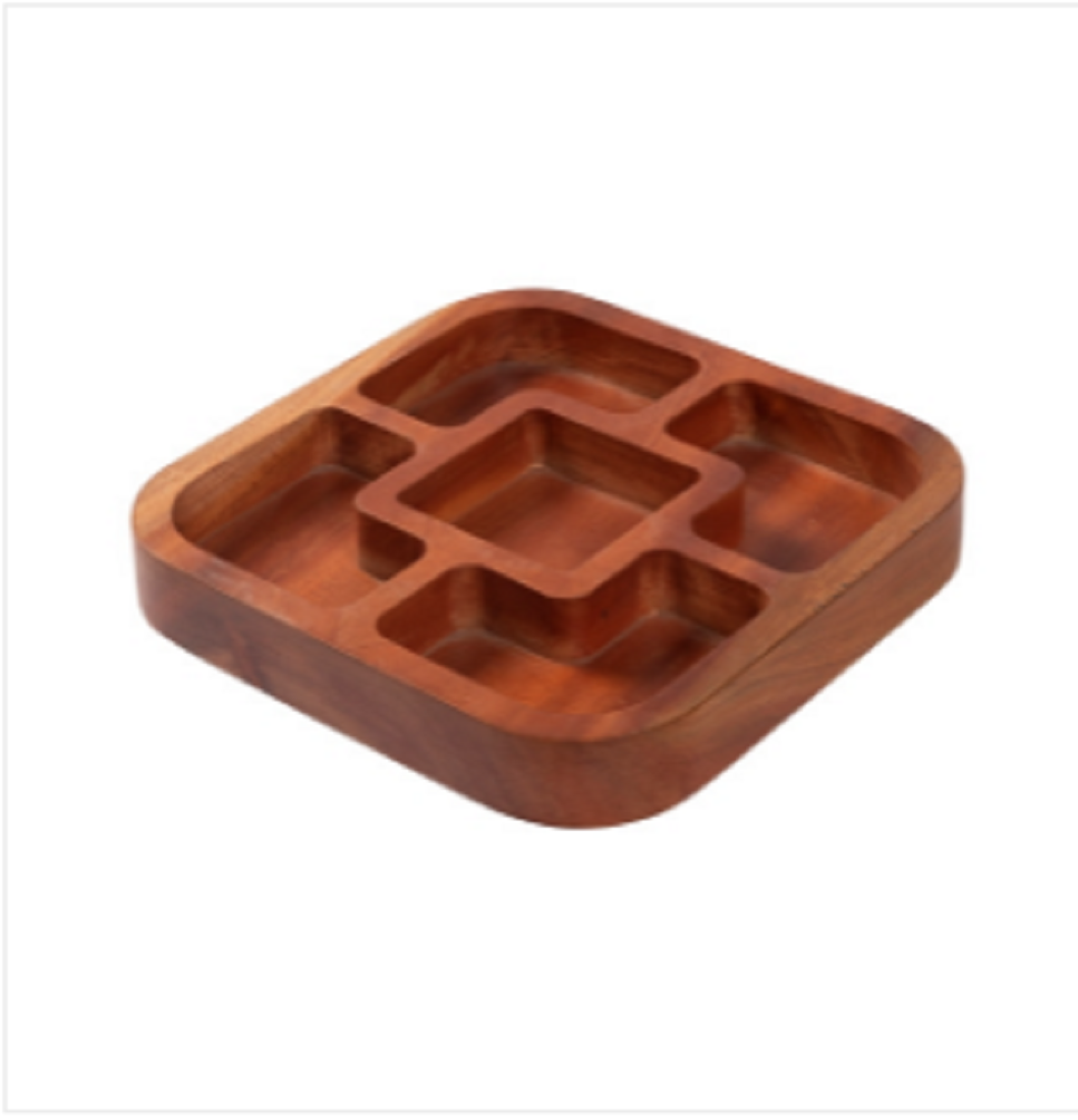 Wooden Square Shape Spice Tray 23cm