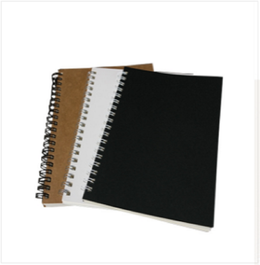 Executive Series Black Kraft & White Cover Spiral Notebook 3-Pack